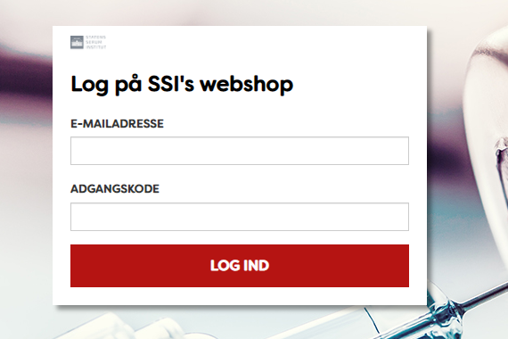 Skærmbillede af webshoppens login
